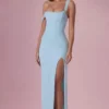 Naelle Mesh-Korsettkleid mit Drapierung in Hellblau Naelle Mesh-Korsettkleid mit Drapierung in Hellblau