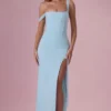 Naelle Mesh-Korsettkleid mit Drapierung in Hellblau Naelle Mesh-Korsettkleid mit Drapierung in Hellblau