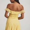Nahida schulterfreies A-Linien-Minikleid aus Spitze in Pastellgelb
