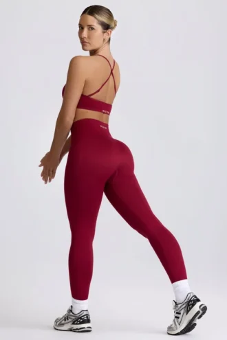 Nahtlose Super Sculpt Leggings in Burgunderrot