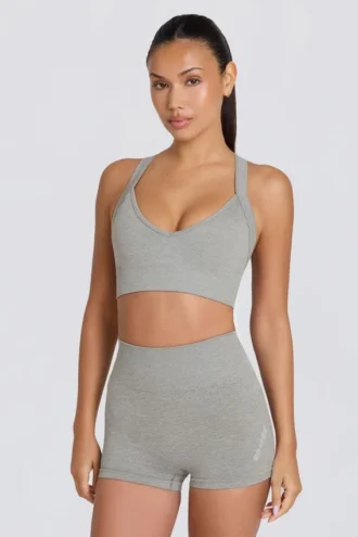 Nahtlose Super Sculpt Mini-Shorts in Grau meliert