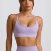 Nahtloser rückenfreier Sport-BH „Super Sculpt“ in zartem Flieder