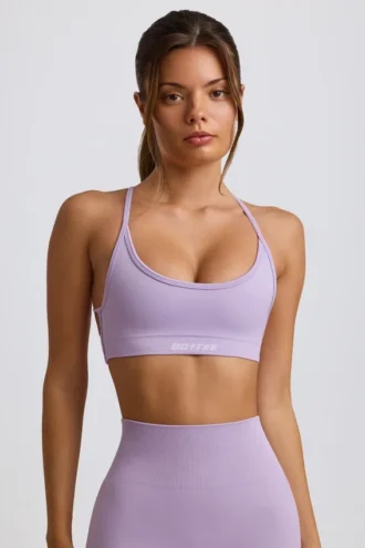 Nahtloser rückenfreier Sport-BH „Super Sculpt“ in zartem Flieder