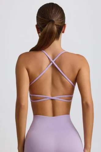 Nahtloser rückenfreier Sport-BH „Super Sculpt“ in zartem Flieder