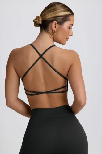 Nahtloser, rückenfreier Super-Sculpt-Sport-BH in Ash