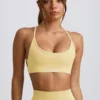 Nahtloser rückenfreier Super-Sculpt-Sport-BH in Buttergelb
