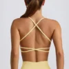 Nahtloser rückenfreier Super-Sculpt-Sport-BH in Buttergelb
