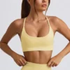 Nahtloser rückenfreier Super-Sculpt-Sport-BH in Buttergelb