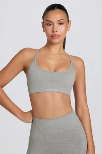 Nahtloser, rückenfreier Super Sculpt-Sport-BH in Grau meliert