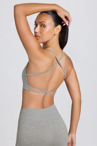 Nahtloser, rückenfreier Super Sculpt-Sport-BH in Grau meliert