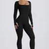 Nahtloser Super Sculpt-Jumpsuit in Schwarz