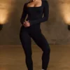 Nahtloser Super Sculpt-Jumpsuit in Schwarz