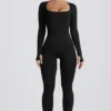 Nahtloser Super Sculpt-Jumpsuit in Schwarz
