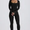 Nahtloser Super Sculpt-Jumpsuit in Schwarz
