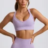 Nahtloser Super-Sculpt-Sport-BH mit gekreuztem Rücken in zartem Lila