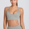 Nahtloser Super Sculpt Sport-BH mit gekreuzten Trägern in Grau meliert