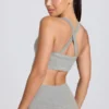 Nahtloser Super Sculpt Sport-BH mit gekreuzten Trägern in Grau meliert