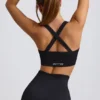 Nahtloser Super Sculpt Sport-BH mit gekreuzten Trägern in Schwarz