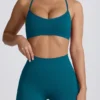 Nahtloser Super Sculpt Sport-BH mit gekreuzten Trägern in Teal