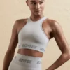 Nahtloses Crop-Top mit Racerback in Silber Nahtloses Crop-Top mit Racerback in Silber