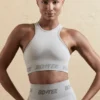 Nahtloses Crop-Top mit Racerback in Silber Nahtloses Crop-Top mit Racerback in Silber