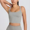 Nahtloses Super Sculpt Longline-Oberteil in Grau meliert Nahtloses Super Sculpt Longline-Oberteil in Grau meliert