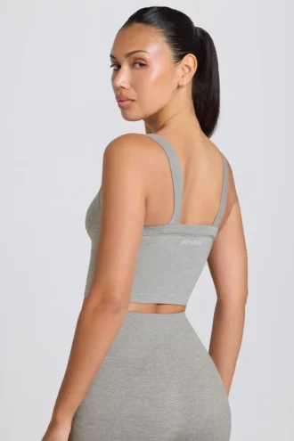 Nahtloses Super Sculpt Longline-Oberteil in Grau meliert