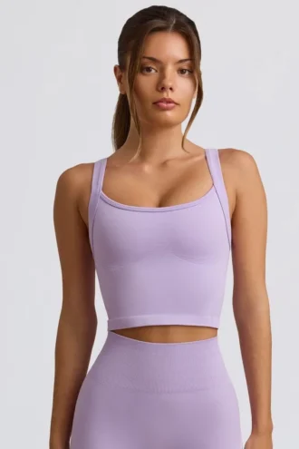 Nahtloses Super Sculpt Longline-Trägeroberteil in Soft Lilac