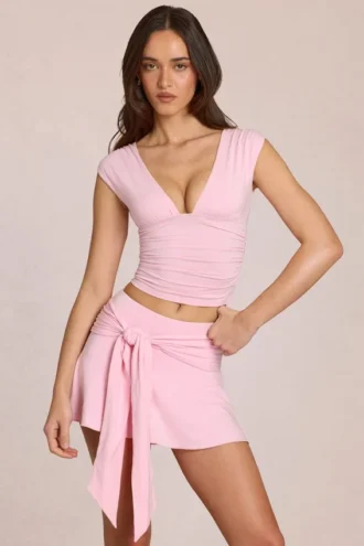 Nalia Modal-Plunge-Oberteil in Blossom Pink