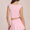 Evelique Mid-Rise Skort in Blossom Pink