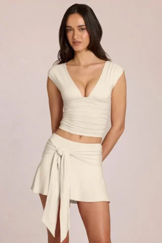 Nalia Modal-Plunge-Oberteil in Ivory