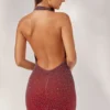 Namur Minikleid mit Neckholder und Verzierungen in Rot/Braun Ombré