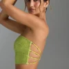 Nanaka Bandeau-Oberteil mit verzierten Trägern in Birnengrün Nanaka Bandeau-Oberteil mit verzierten Trägern in Birnengrün