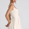 Nanisca A-Linien-Mikro-Minikleid mit Schleifen-Detail in Elfenbein