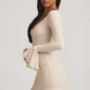 Nara Langarm-Minikleid mit Rüschen und Spitze in Ivory Nara Langarm-Minikleid mit Rüschen und Spitze in Ivory