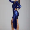 Nasira Cut-Out-Minikleid aus Metallic-Jersey in Electric Blue