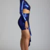 Nasira Cut-Out-Minikleid aus Metallic-Jersey in Electric Blue