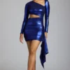 Nasira Cut-Out-Minikleid aus Metallic-Jersey in Electric Blue