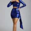 Nasira Cut-Out-Minikleid aus Metallic-Jersey in Electric Blue