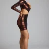 Nasira Cut-Out-Minikleid aus Metallic-Jersey in Kupferbronze
