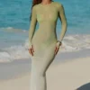 Naura Transparentes Maxikleid mit offenem Rücken in Olivgrün Naura Transparentes Maxikleid mit offenem Rücken in Olivgrün