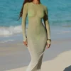 Naura Transparentes Maxikleid mit offenem Rücken in Olivgrün Naura Transparentes Maxikleid mit offenem Rücken in Olivgrün
