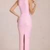 Nayeli Maxikleid mit quadratischem Ausschnitt und gerafftem Saum in Blossom Pink