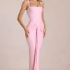 Nayeli Maxikleid mit quadratischem Ausschnitt und gerafftem Saum in Blossom Pink