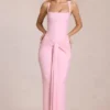 Nayeli Maxikleid mit quadratischem Ausschnitt und gerafftem Saum in Blossom Pink