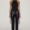 Nemyra-Hose aus Kunstkrokodilleder mit geradem Bein in Schwarz Nemyra-Hose aus Kunstkrokodilleder mit geradem Bein in Schwarz
