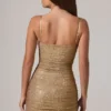 Neréa verziertes Peekaboo-Minikleid mit Rüschen in Gold