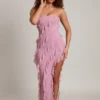 Nevali Bandeau-Maxikleid mit Rüschen in Altrosa Nevali Bandeau-Maxikleid mit Rüschen in Altrosa
