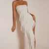 Nevali Bandeau-Maxikleid mit Rüschen in Elfenbein Nevali Bandeau-Maxikleid mit Rüschen in Elfenbein