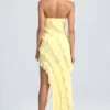 Nevali Bandeau-Maxikleid mit Rüschenbesatz in Zitronensorbet Nevali Bandeau-Maxikleid mit Rüschenbesatz in Zitronensorbet